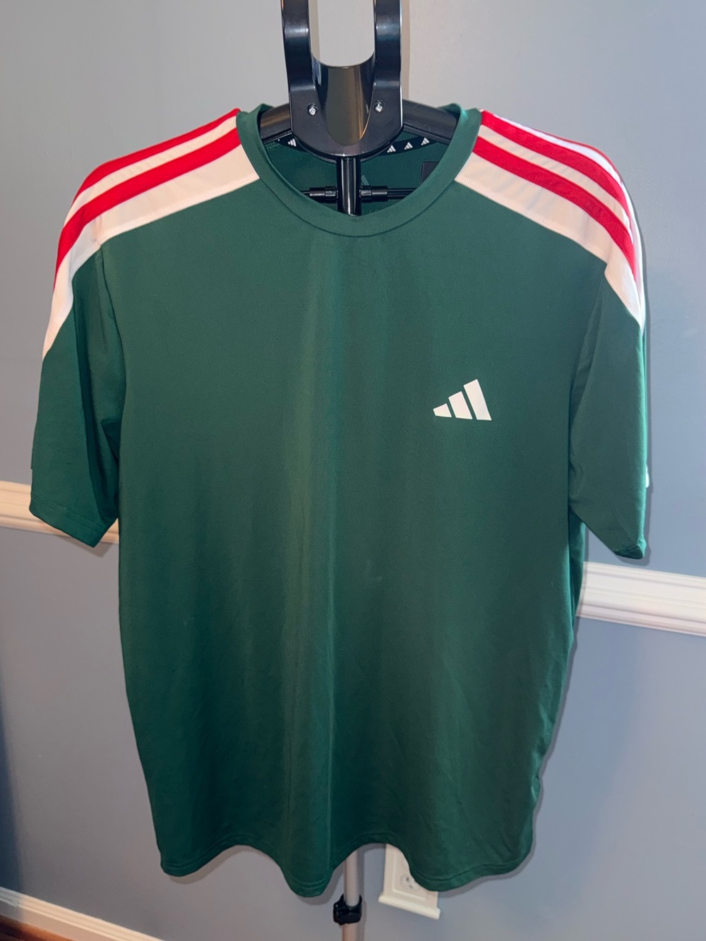 Adidas Green Red White 3-Stripe Soccer Jersey Shirt Men’s L ⚽️ 🇧🇬